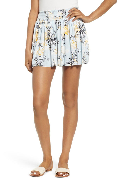 BP Nordstrom Smocked Waist Print Shorts In Light Blue Floral Plus Size 1X