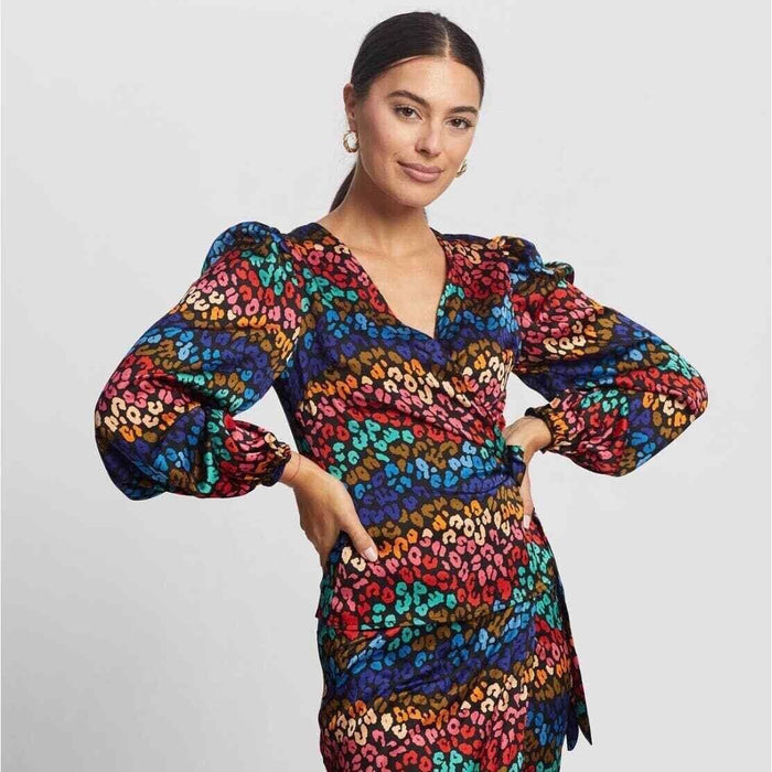 NEVER FULLY DRESSED women's Plus Size Women's Multi Leopard Wrap Top size 18 $89