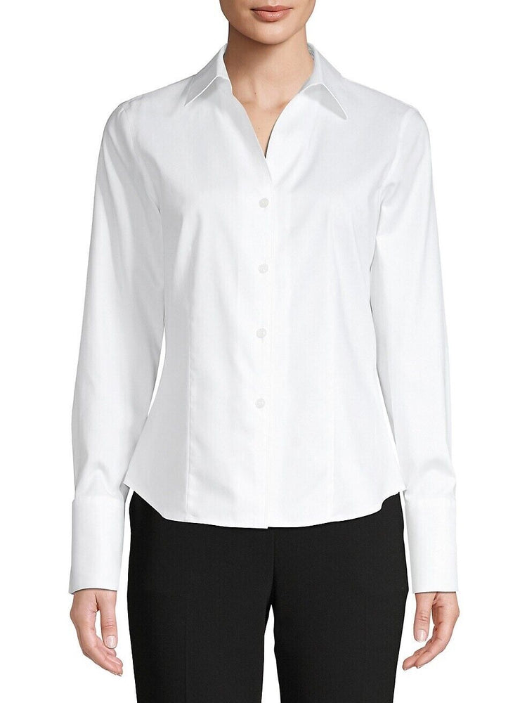 Karl Lagerfeld women's Paris Long-Sleeve Cotton Shirt Size 16 white