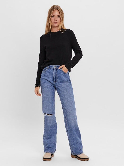 VERO MODA WOMENS HAPPINESS O-NECK SWEATER IN BLACK SIZE M FITS SMALLER