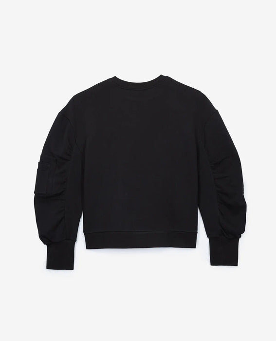 The Kooples Women's OUI Strass Puff Sleeve Fleece Sweater In Black Size 1