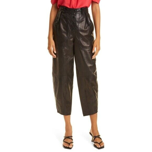 Ulla Johnson Jupiter Crop Leather Pants In Raven Brown Size 10 $1250