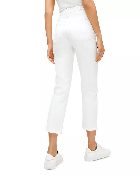 7 For All Mankind High Waist Cropped Straight In Prince Street White Size 28