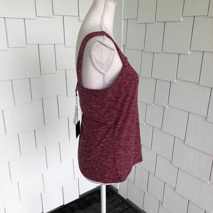 Bobeau Ribbed Marl Tank sleeveless sweater top square neck size M red