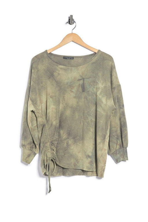 FINAL TOUCH Oversized Pullover With Ruched Sides In Olive Made in USA Size S