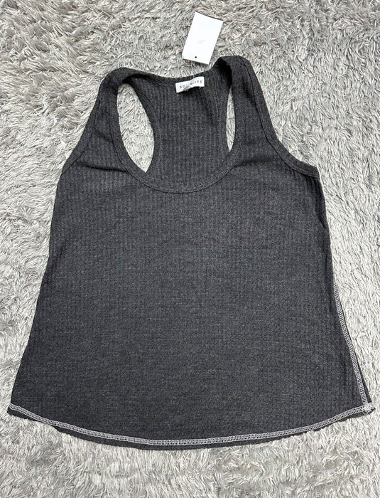 Socialite Waffle Knit Racerback Tank Top In Charcoal Made In USA