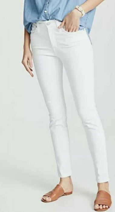 New Madewell Size 33 -  women's 10’’ High-Rise Skinny White Jeans AJ233 ( Stain)