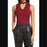 Halogen Cutout Mock Neck Top Womens Size L in Burgundy Stem