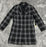 Donna Karan Women's Black Plaid Tweed Three Button Topper Jacket coat Size 14