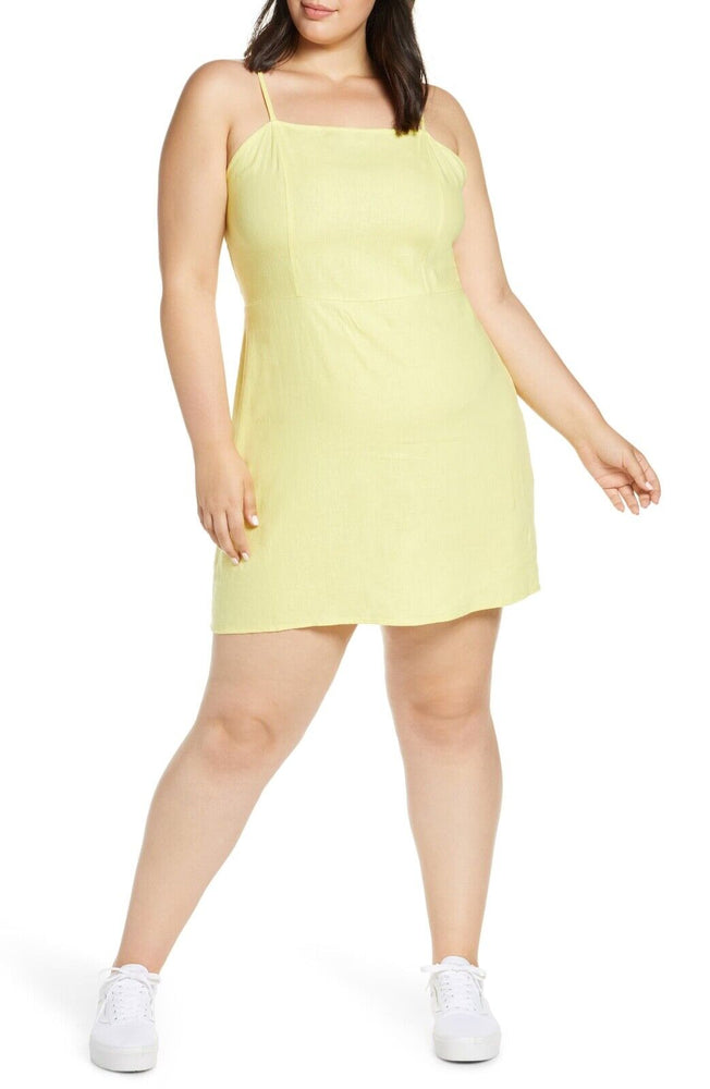BP. Nordstrom Linen Blend Mini Dress In Light Yellow Plus Size 4X