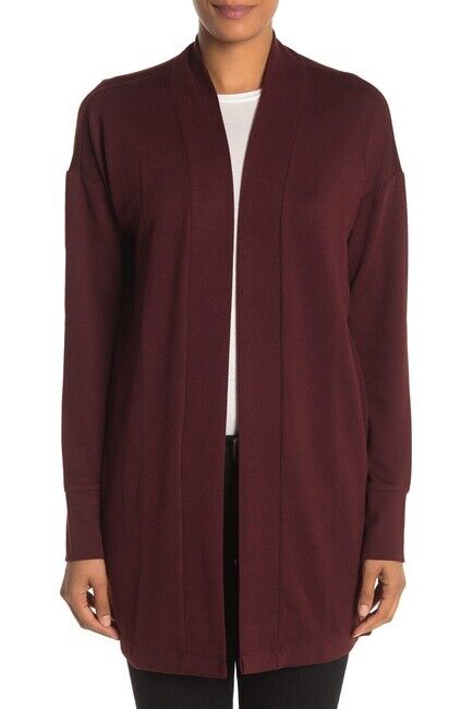 Sanctuary Women's Street Up Camp Open Front Knit Cardigan Wine Size Petite XSP