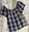 VINCE CAMUTO Sunset Plaid Square-neck Blouse In Electric Blue $69 size M