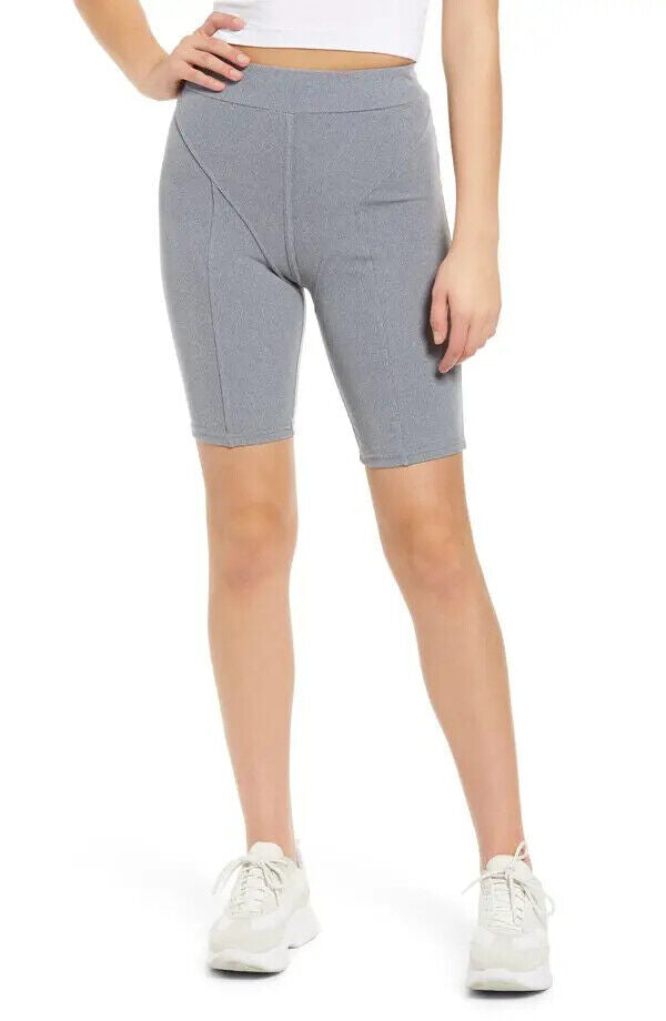 4th & Reckless Macy Ribbed Bike Shorts Blue Marine Grey Size M