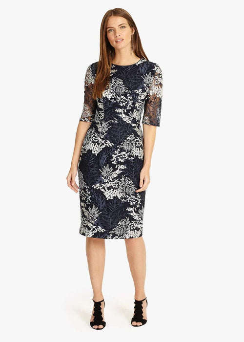 Phase Eight Women's Lace Fern Embroidered Dress Navy Floral Size 8US (12UK) $349
