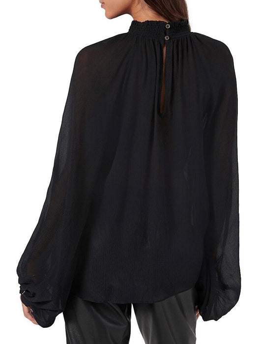 Joie Women's Aldine Long Sleeve Silk Blouse Top In Caviar Black Size S $334