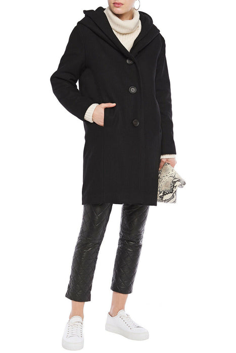 DKNY Women's Brushed Wool Blend Shawl Collar Coat In Black Size M $395