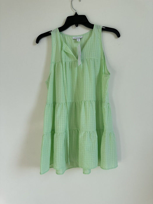 Topshop Gingham tiered tunic Top Green womens Size 4 Small