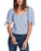 1.State women's Riviera Striped Tie-Cuff Top Blue Size S
