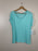 Jones New York Sport Ribbed Knit Tee Size Medium M Aquamarine V- Neck Cap Sleeve