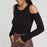 BCBGMAXAZRIA Women's Adeline Knitted Top Cold Shoulder Sweater In Black XXS $257