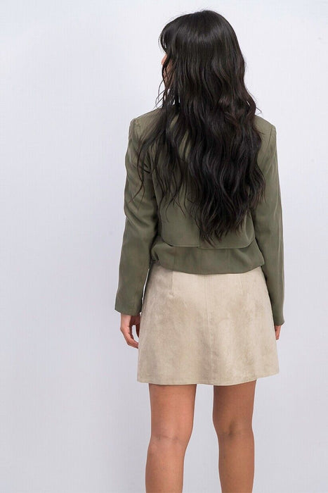 BCBGMaxAzria Ania Double-Layer Long Sleeves Open-Front Blazer size M green $296