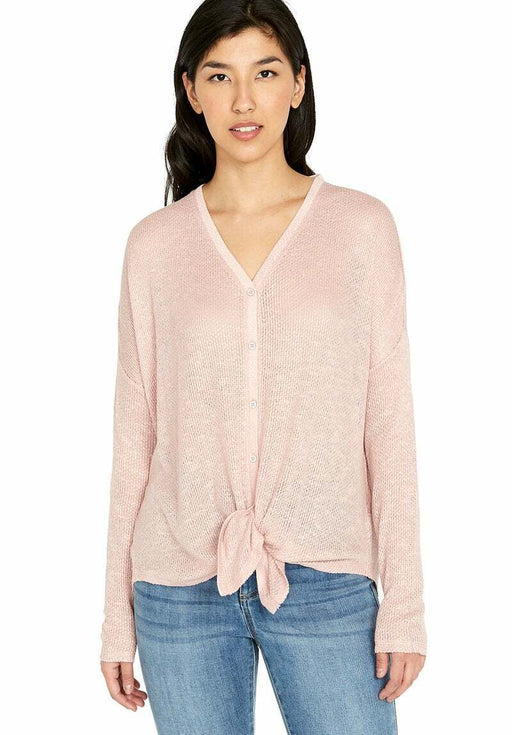 Buffalo David Bitton Real Love V-Neck Tie-Front Cardigan Pink Size XS
