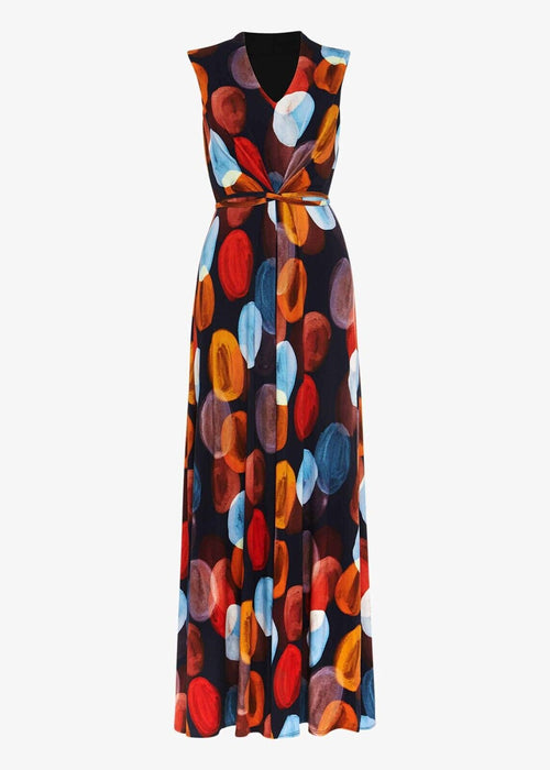 Phase Eight Josefina Maxi Sleeveless Dress in Navy/Multi Spot Size 6 US (10UK)