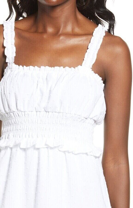 BP. Swiss Dot Ruffle Cotton Mini Sundress In Off White Size XXS fits as XS