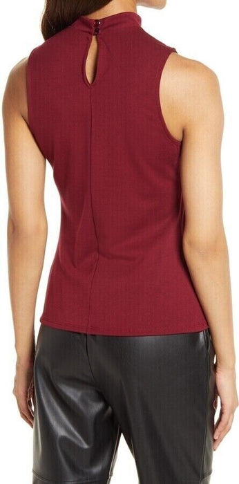 Halogen Cutout Mock Neck Top Womens Size L in Burgundy Stem