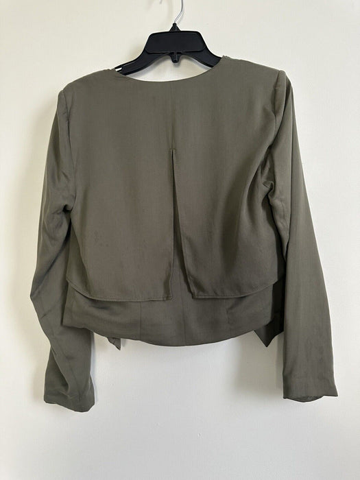 BCBGMaxAzria Ania Double-Layer Long Sleeves Open-Front Blazer size M green $296