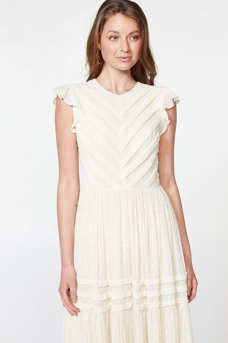 BARDOT women's Maberly Fil Coupé Tiered Maxi Dress In Ivory size XL 12