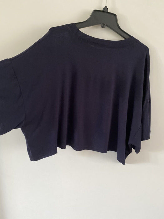 Wst Cst Women's Cropped T-Shirt Tiger Graphic Print Navy Blue Size XS