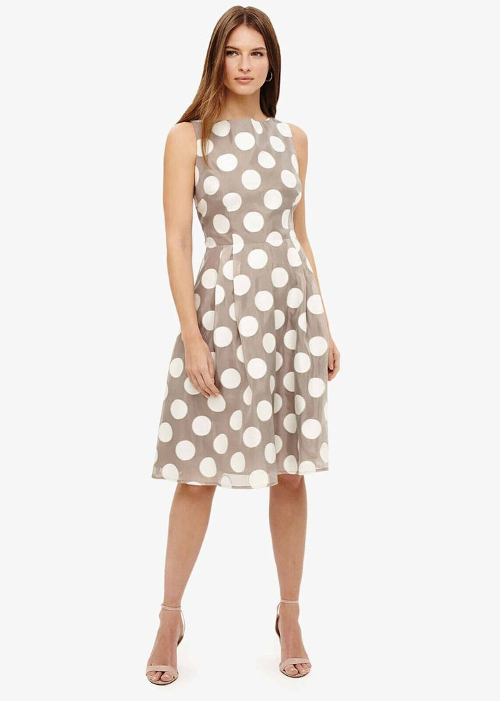 Phase Eight Women's Hayley Spot Fit-And-Flare Dress Praline Size 14US 18UK $319