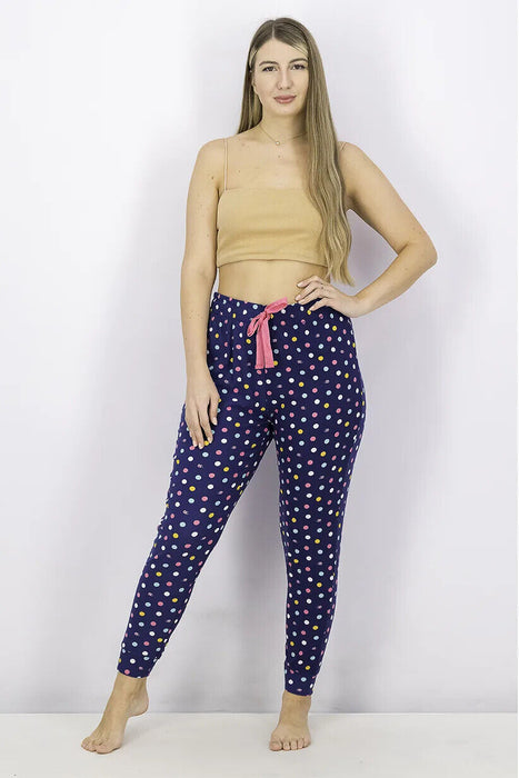 Jaclyn Intimates Women Polka Dots Drawstring Pyjama Pants Navy Size S
