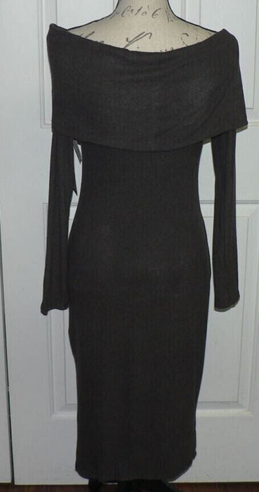 Chelsea 28 Off-The-Shoulder Long Sleeve Sweater Bodycon Dress Grey Size XS