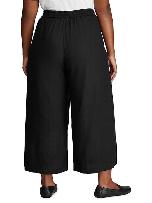 Chaps women's Farra Linen Blend Straight Pants In Black plus Size 2X