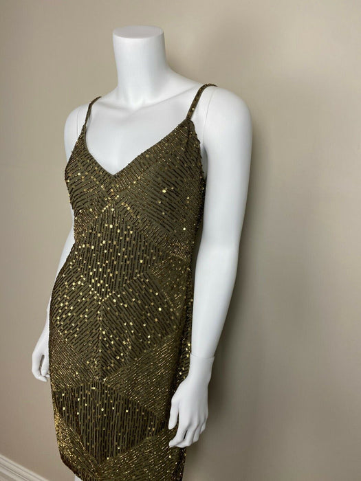 Ralph Lauren Sleeveless Sequin Evening Cocktail Dress In New Olive Size 12 $329