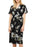 Phase Eight Tasha Wrap Robe Ceinturée En Satin Noir Floral US 12 / UK 16 240 $