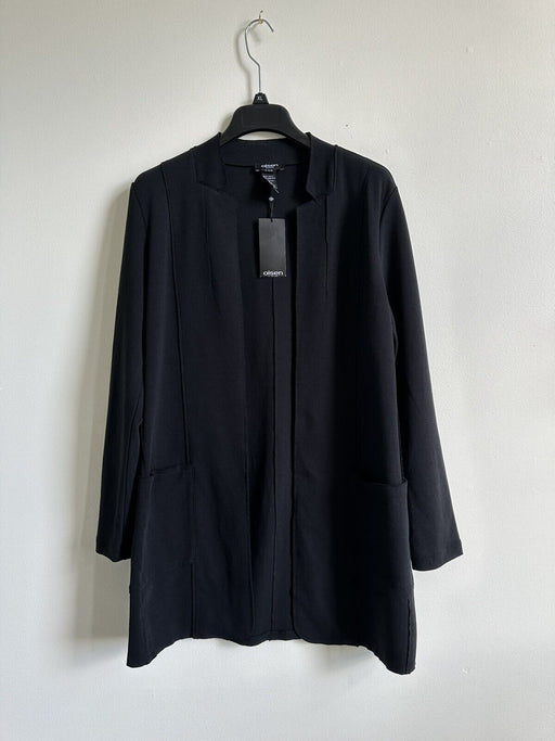 olsen women's open longcotton blazer carigan in black size S-M 8 $220
