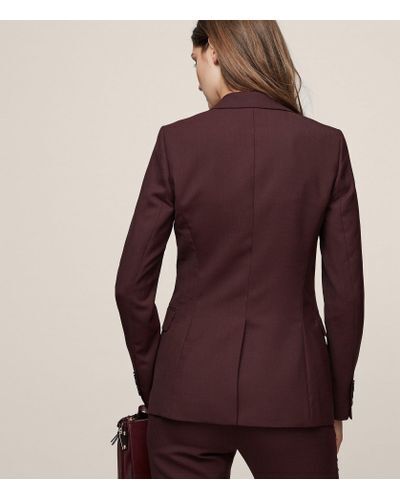 Reiss Women's Lissia One Button Wool Blazer Jacket In Berry Red Size 0 US $824