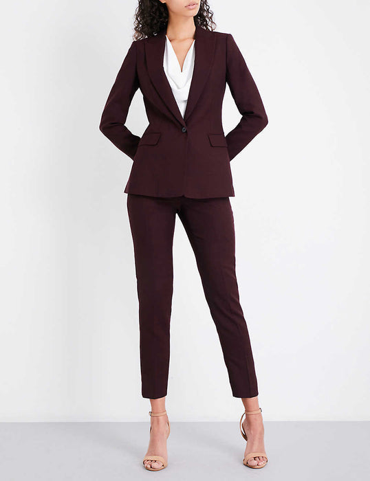 Reiss Women's Lissia One Button Wool Blazer Jacket In Berry Red Size 0 US $824