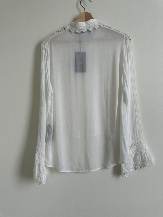 The Kooples Lace Detail Openwork Buttons Blouse Shirt In Ecru Size 1 $400