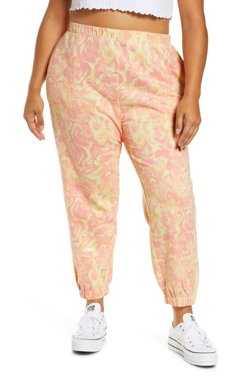 BP. Organic Cotton Classic Joggers In Pink Yellow Spacey Plus Size 2X