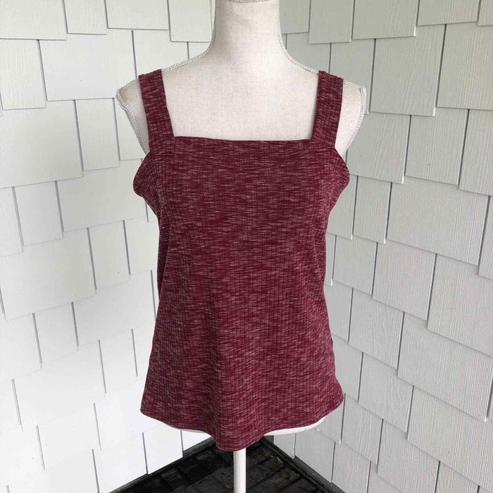 Bobeau Women's Sleeveless Ribbed Marl Tank Sweater Top In Beet Red Size L