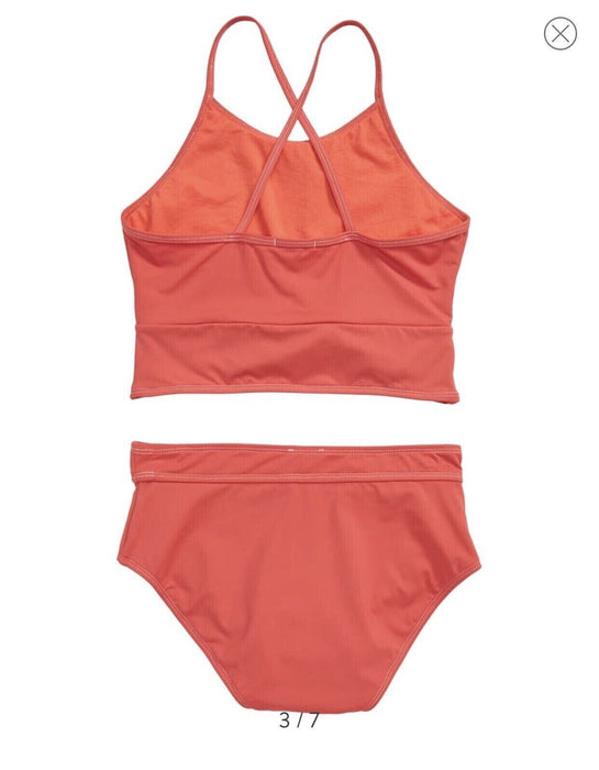 Habitual Girl Youth Tankini Two Piece Swimsuit Dark Pink Size 16 UPF 50+ $54