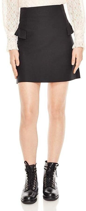 Sandro Oro Ruffled A-line Mini Skirt in black size 1