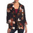 14th & Union Womens Notch Lapel Trapeze Jacket Black Floral 3/4 Sleeve Draped XS
