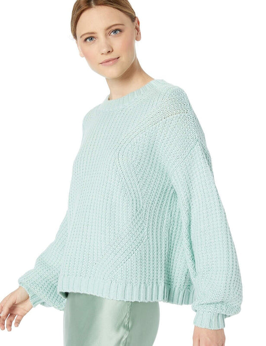 Splendid Cable Knit Crewneck Sweater Seafoam Green Size S $230