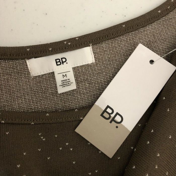 BP. Knit Crop Top In Green Olive Night Speckled Brown Size XS