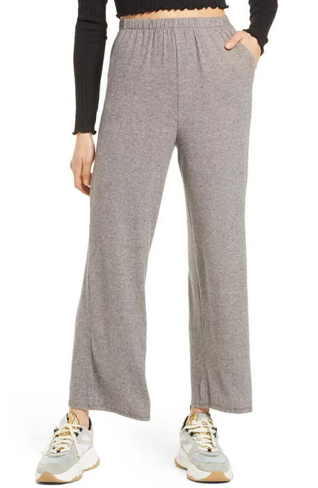 All In Favor Women's Wide Leg Lounge Pants Size XS In Grey Ivory